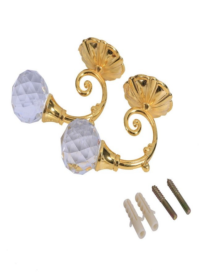 Marhynchus Crystal Hanger, 2X Heavy Metal Curtain Tiebacks with Gold Finish, Decorative Wall Mounted Window Treatment Holdbacks, 1.57x2.44 inches, 0.167 kg - Image 4